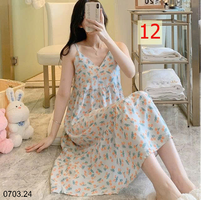 26HA0703.24 - VÁY LANH LỤA HAI DÂY MỀN MÁT