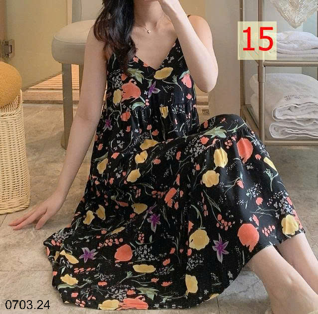 26HA0703.24 - VÁY LANH LỤA HAI DÂY MỀN MÁT