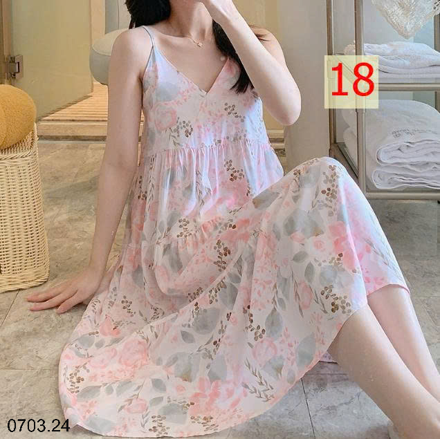 26HA0703.24 - VÁY LANH LỤA HAI DÂY MỀN MÁT