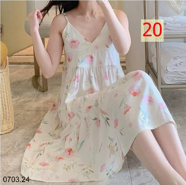 26HA0703.24 - VÁY LANH LỤA HAI DÂY MỀN MÁT