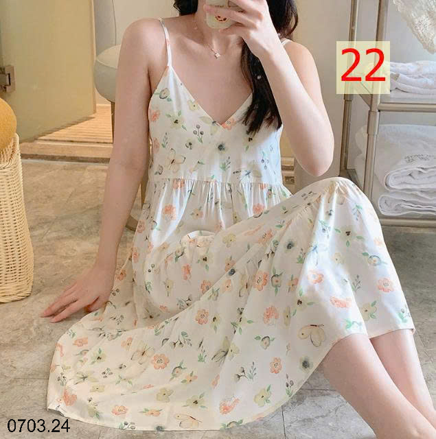26HA0703.24 - VÁY LANH LỤA HAI DÂY MỀN MÁT