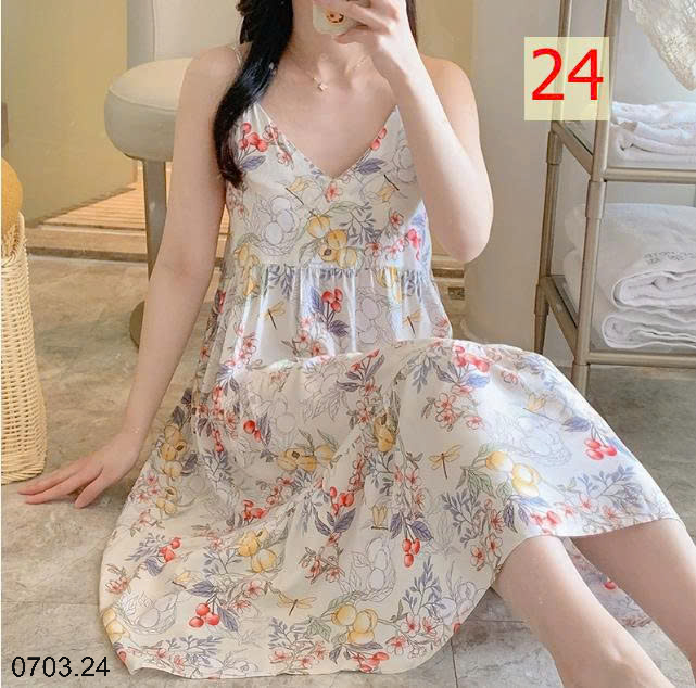 26HA0703.24 - VÁY LANH LỤA HAI DÂY MỀN MÁT