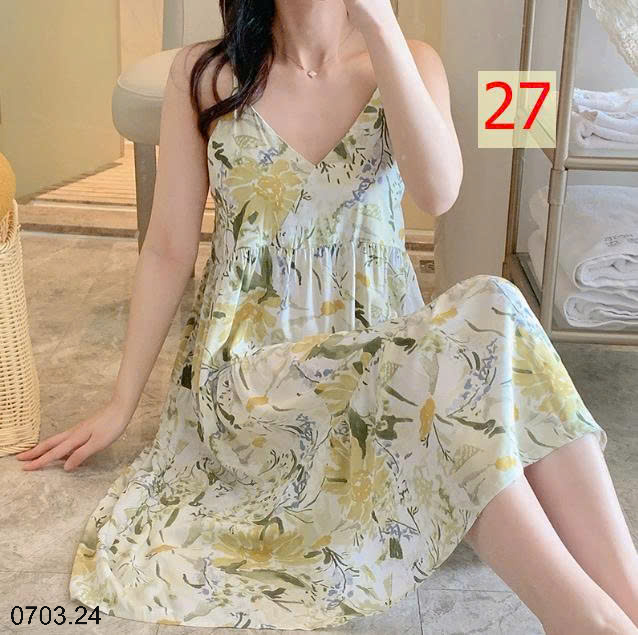 26HA0703.24 - VÁY LANH LỤA HAI DÂY MỀN MÁT