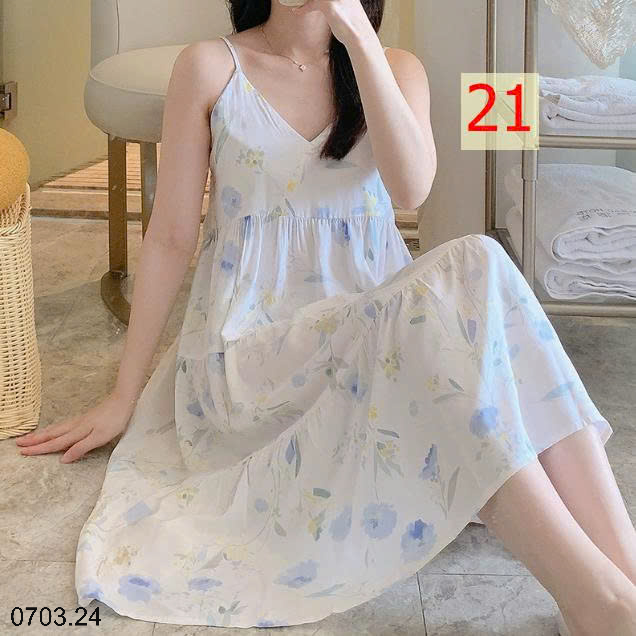 26HA0703.24 - VÁY LANH LỤA HAI DÂY MỀN MÁT