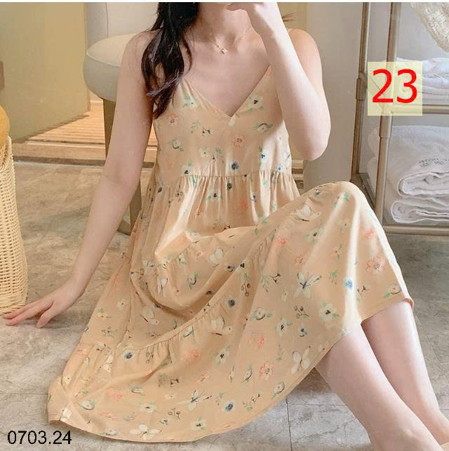 26HA0703.24 - VÁY LANH LỤA HAI DÂY MỀN MÁT