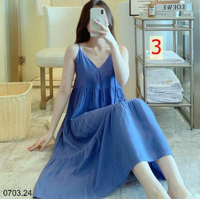 26HA0703.24 - VÁY LANH LỤA HAI DÂY MỀN MÁT