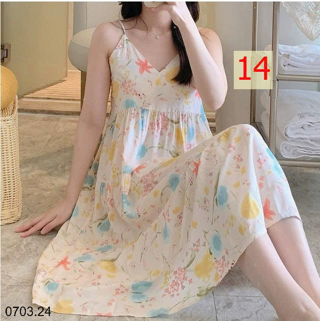 26HA0703.24 - VÁY LANH LỤA HAI DÂY MỀN MÁT