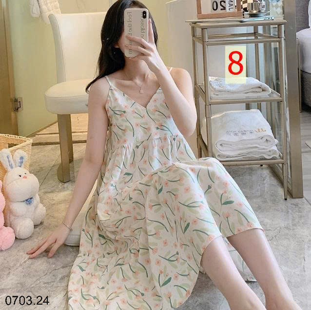 26HA0703.24 - VÁY LANH LỤA HAI DÂY MỀN MÁT