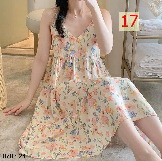 26HA0703.24 - VÁY LANH LỤA HAI DÂY MỀN MÁT