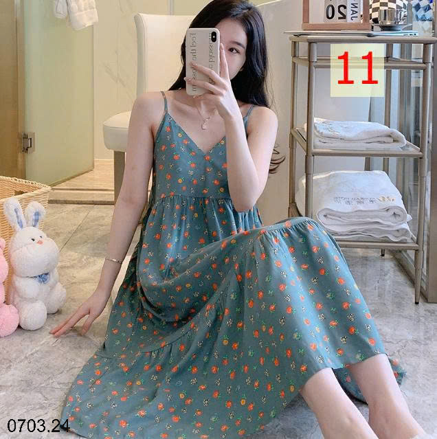 26HA0703.24 - VÁY LANH LỤA HAI DÂY MỀN MÁT