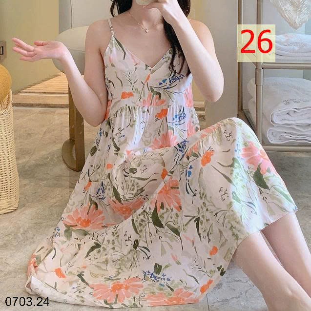 26HA0703.24 - VÁY LANH LỤA HAI DÂY MỀN MÁT