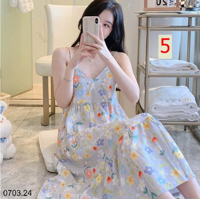 26HA0703.24 - VÁY LANH LỤA HAI DÂY MỀN MÁT