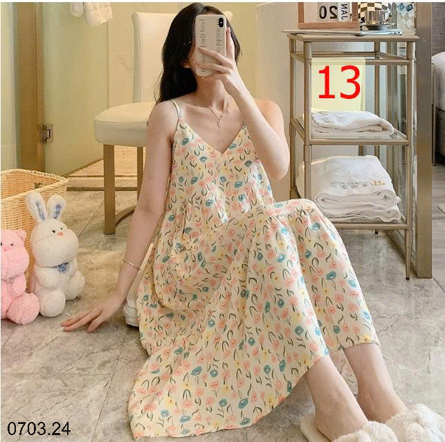 26HA0703.24 - VÁY LANH LỤA HAI DÂY MỀN MÁT