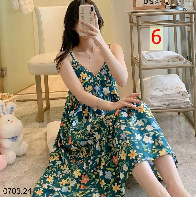 26HA0703.24 - VÁY LANH LỤA HAI DÂY MỀN MÁT