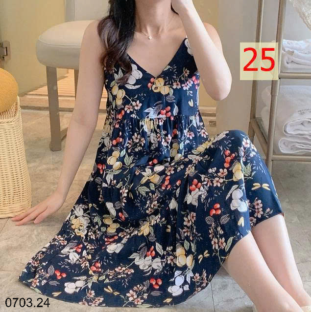26HA0703.24 - VÁY LANH LỤA HAI DÂY MỀN MÁT