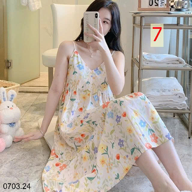 26HA0703.24 - VÁY LANH LỤA HAI DÂY MỀN MÁT
