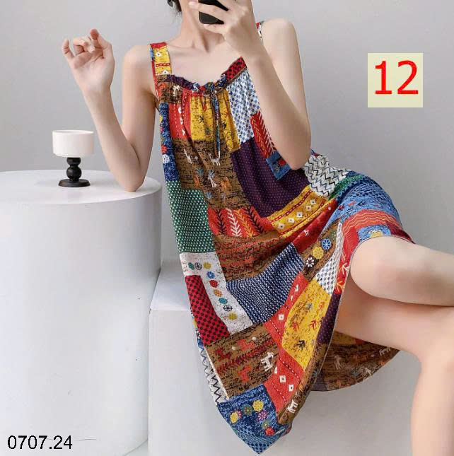 26HA0707.24 - VÁY LANH LỤA HAI DÂY MẶC NHÀ