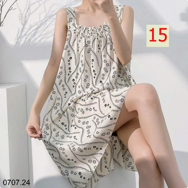 26HA0707.24 - VÁY LANH LỤA HAI DÂY MẶC NHÀ