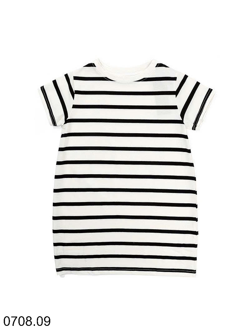 26HA0708.09 - VÁY KẺ CỔ TRÒN SIZE ĐẠI BÉ GÁI HÃNG AKL