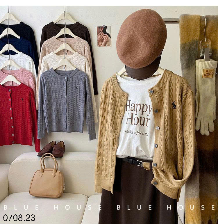 26HA0708.23 - ÁO LEN CARDIGAN HÌNH NGỰA CHO NỮ
