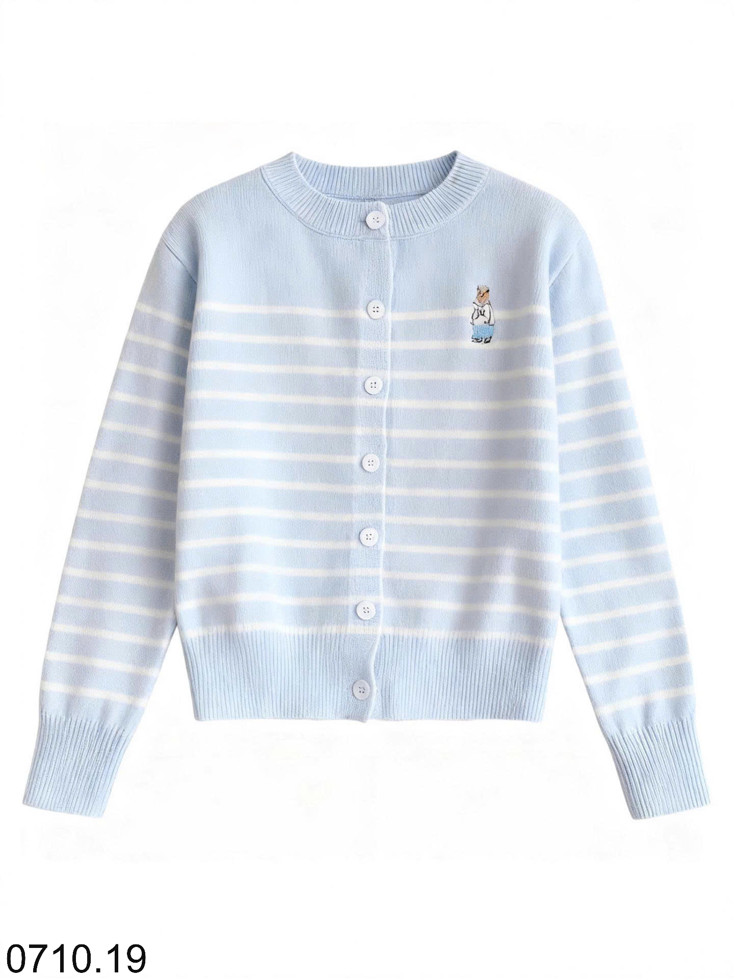 26HA0710.19 - ÁO CARDIGAN KẺ THÊU GẤU CHO NỮ