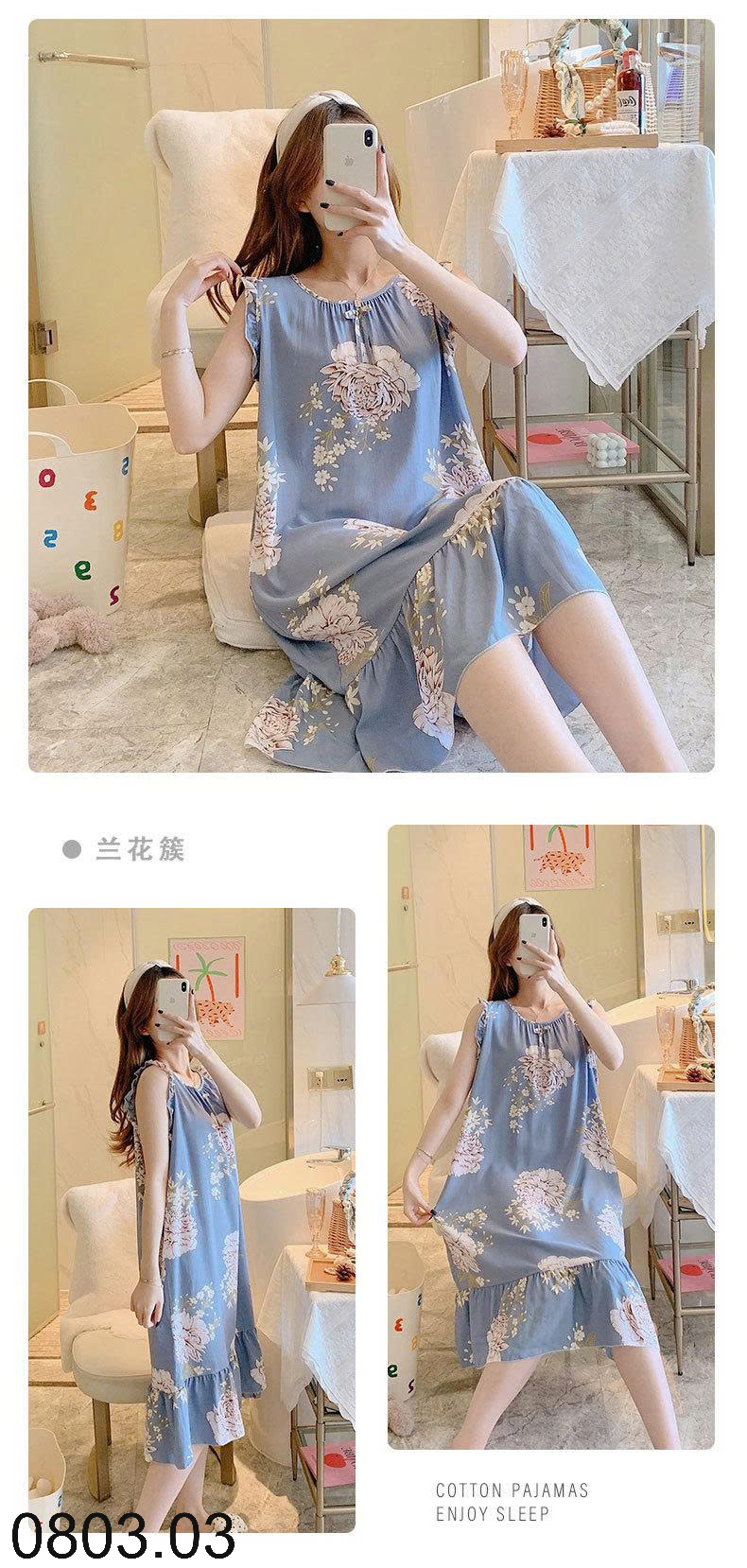 26HA0803.03 - VÁY NGỦ LANH LỤA MỀN MÁT CHO NỮ