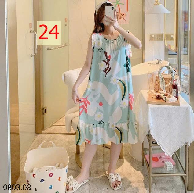 26HA0803.03 - VÁY NGỦ LANH LỤA MỀN MÁT CHO NỮ