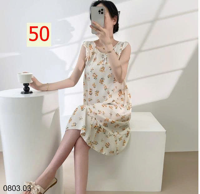 26HA0803.03 - VÁY NGỦ LANH LỤA MỀN MÁT CHO NỮ