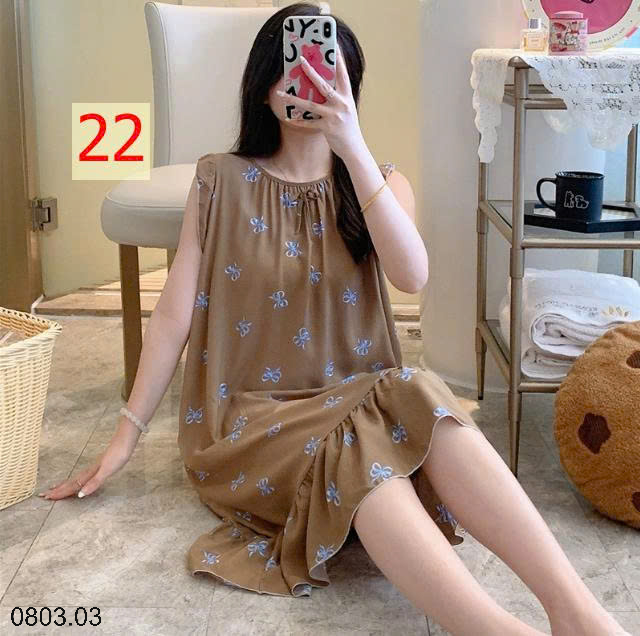 26HA0803.03 - VÁY NGỦ LANH LỤA MỀN MÁT CHO NỮ