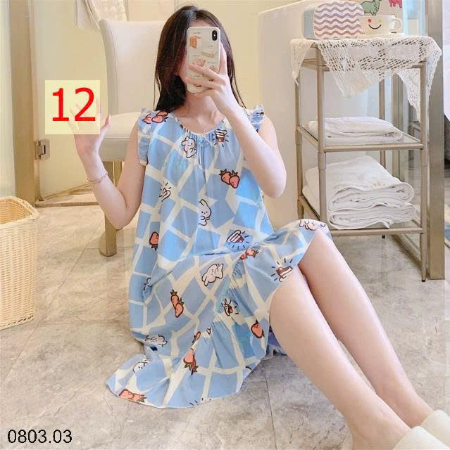26HA0803.03 - VÁY NGỦ LANH LỤA MỀN MÁT CHO NỮ