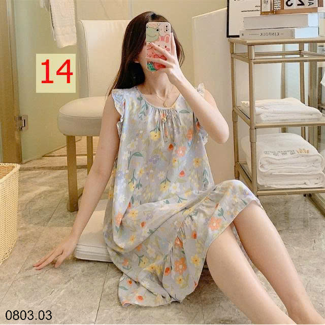26HA0803.03 - VÁY NGỦ LANH LỤA MỀN MÁT CHO NỮ