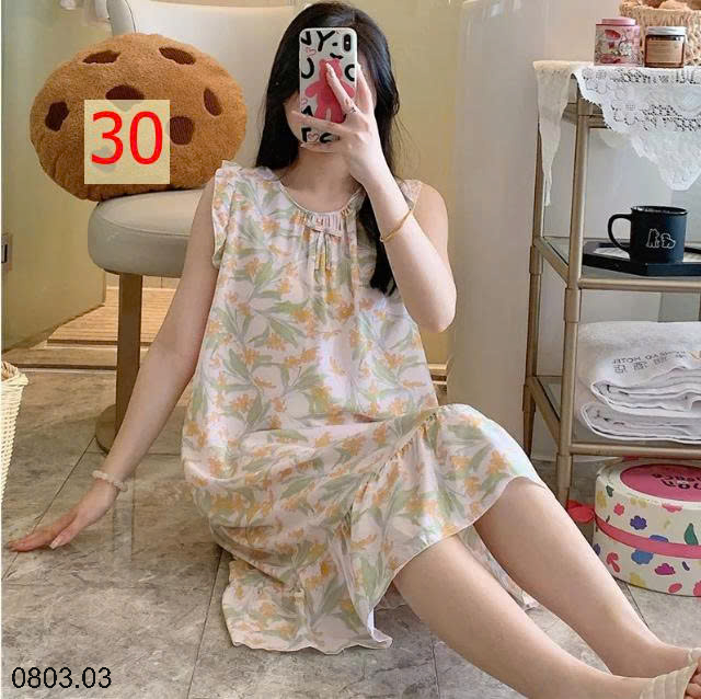 26HA0803.03 - VÁY NGỦ LANH LỤA MỀN MÁT CHO NỮ