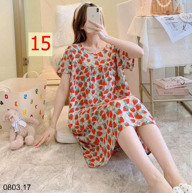 26HA0803.17 - VÁY NGỦ LANH HỌA TIẾT HOA