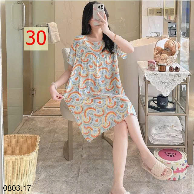 26HA0803.17 - VÁY NGỦ LANH HỌA TIẾT HOA