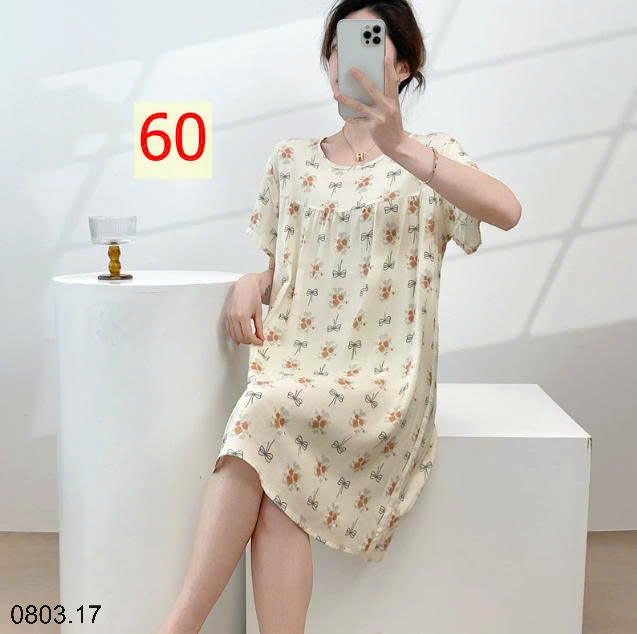 26HA0803.17 - VÁY NGỦ LANH HỌA TIẾT HOA