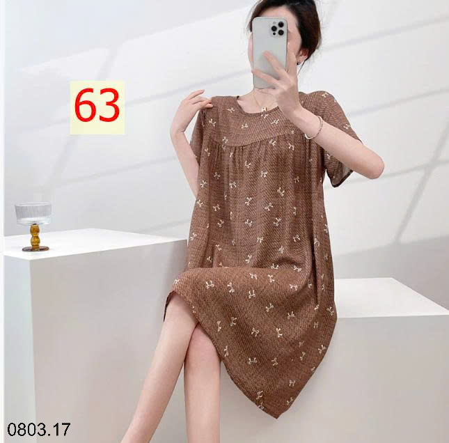 26HA0803.17 - VÁY NGỦ LANH HỌA TIẾT HOA