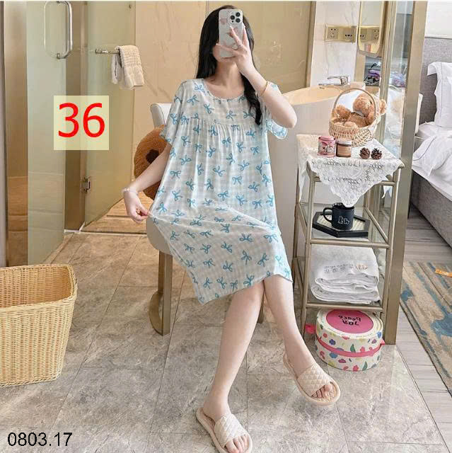 26HA0803.17 - VÁY NGỦ LANH HỌA TIẾT HOA