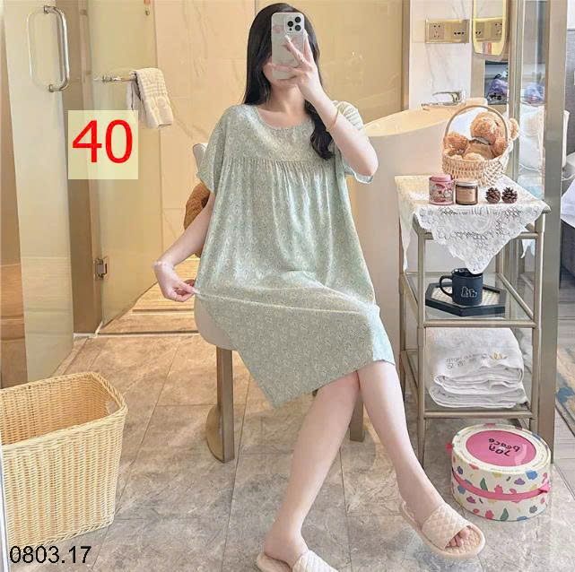 26HA0803.17 - VÁY NGỦ LANH HỌA TIẾT HOA