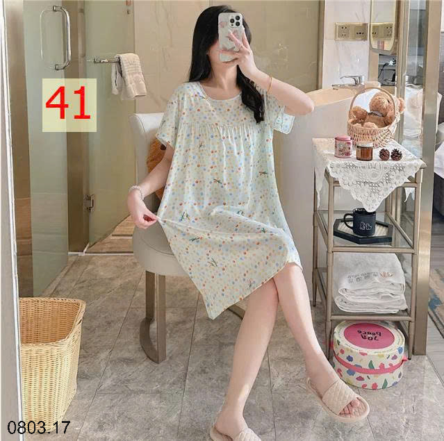 26HA0803.17 - VÁY NGỦ LANH HỌA TIẾT HOA