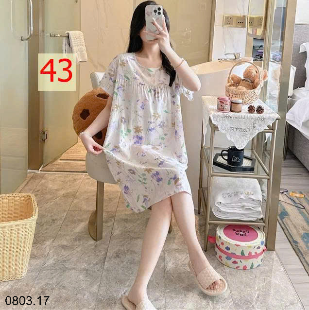 26HA0803.17 - VÁY NGỦ LANH HỌA TIẾT HOA