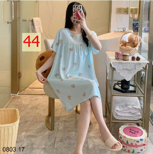 26HA0803.17 - VÁY NGỦ LANH HỌA TIẾT HOA