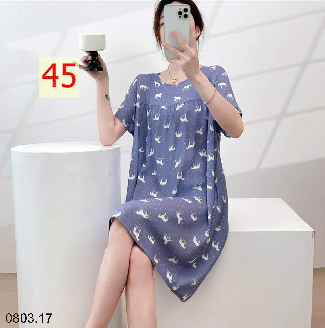 26HA0803.17 - VÁY NGỦ LANH HỌA TIẾT HOA