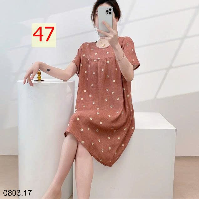 26HA0803.17 - VÁY NGỦ LANH HỌA TIẾT HOA