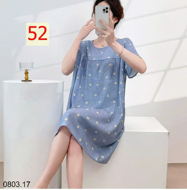 26HA0803.17 - VÁY NGỦ LANH HỌA TIẾT HOA