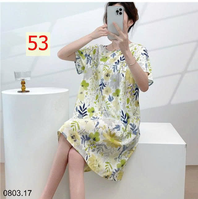 26HA0803.17 - VÁY NGỦ LANH HỌA TIẾT HOA