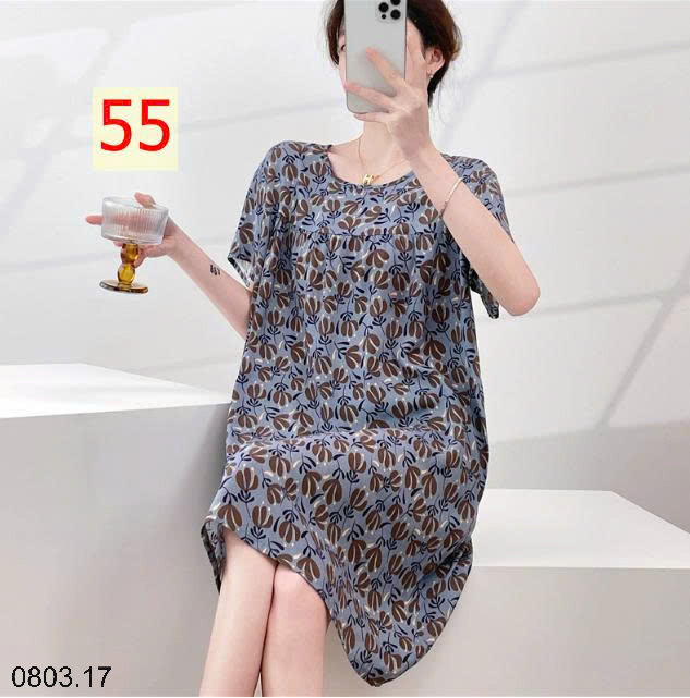 26HA0803.17 - VÁY NGỦ LANH HỌA TIẾT HOA