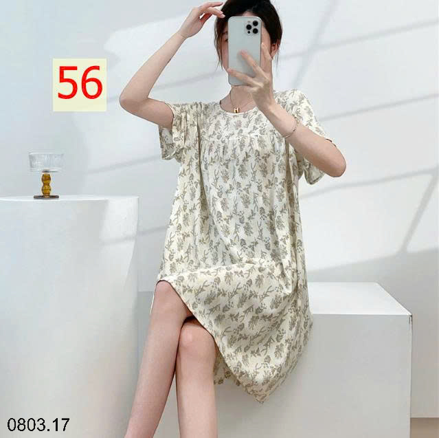 26HA0803.17 - VÁY NGỦ LANH HỌA TIẾT HOA