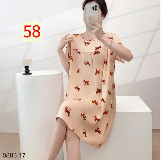 26HA0803.17 - VÁY NGỦ LANH HỌA TIẾT HOA