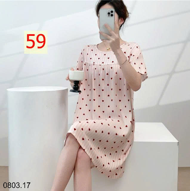 26HA0803.17 - VÁY NGỦ LANH HỌA TIẾT HOA