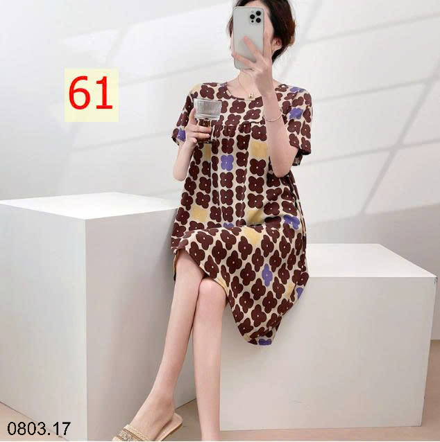 26HA0803.17 - VÁY NGỦ LANH HỌA TIẾT HOA